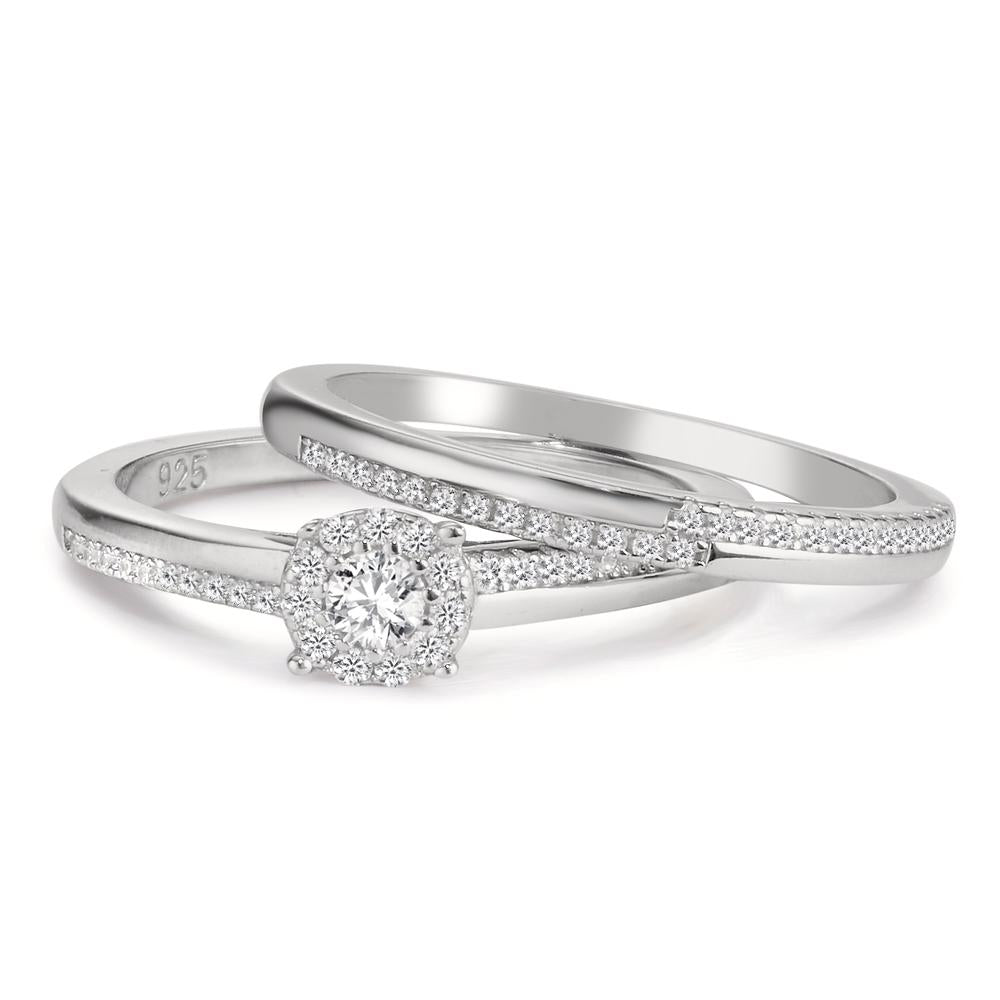 Fingerring Silber Zirkonia rhodiniert