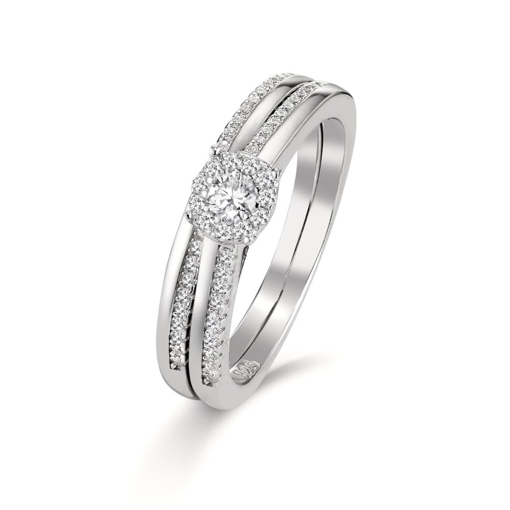 Fingerring Silber Zirkonia rhodiniert