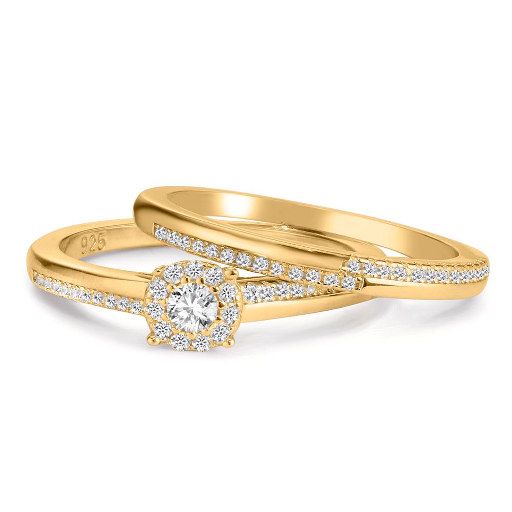 Fingerring Silber Zirkonia vergoldet