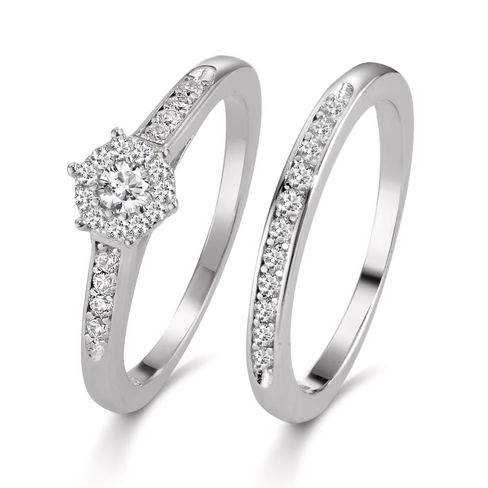 Bague Argent Zircone Rhodié