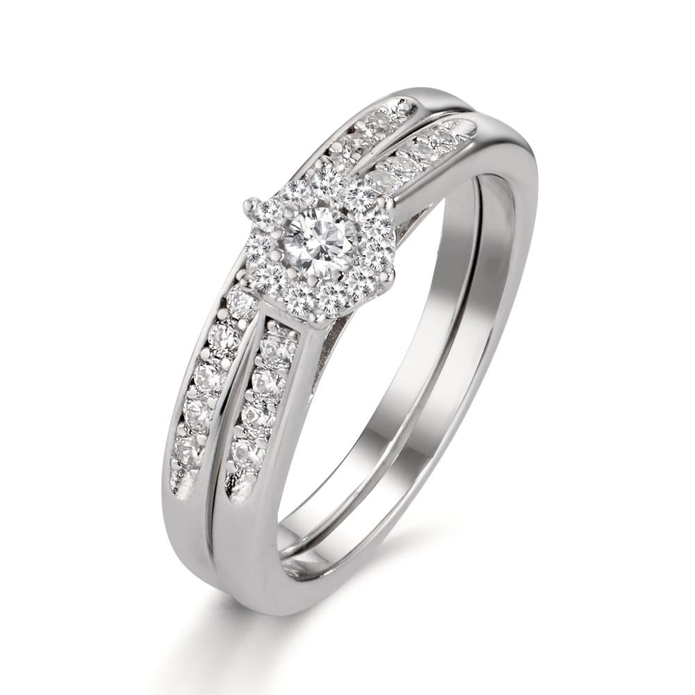 Bague Argent Zircone Rhodié