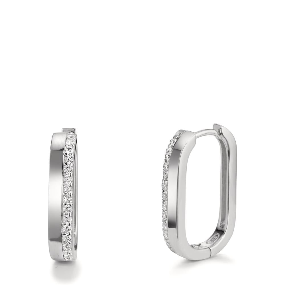 Créoles à charnières Argent Zircone 28 Pierres Rhodié