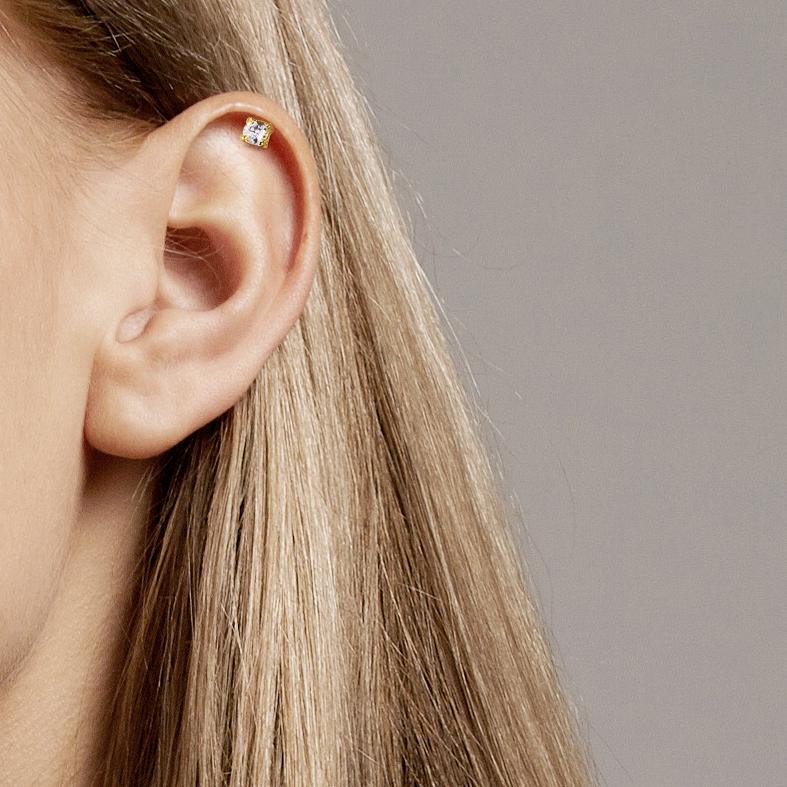 Piercing Argent Zircone jaune Plaqué or Ø3 mm