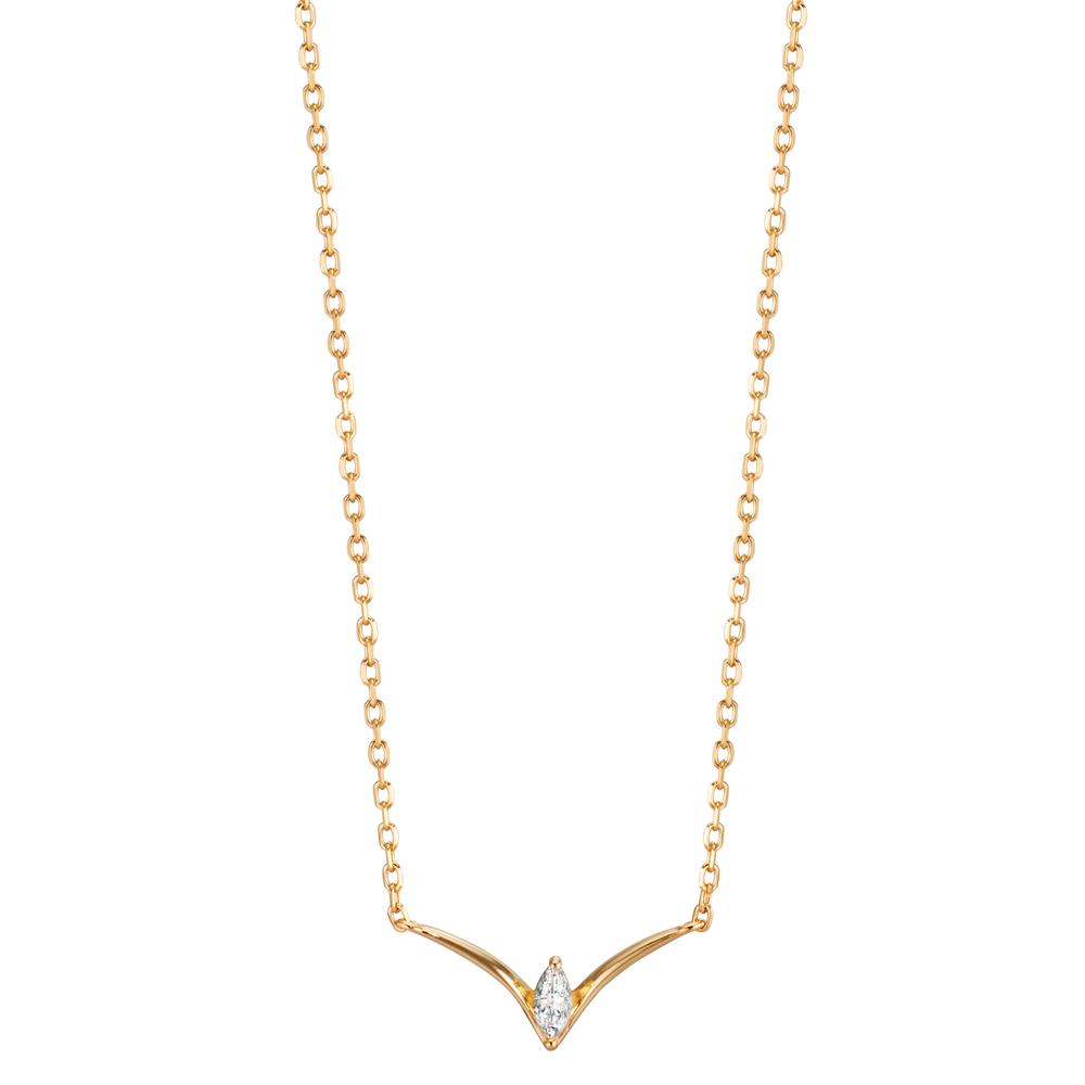 Collier Argent Zircone jaune Plaqué or 40-45 cm