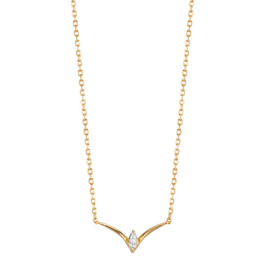 Collier Argent Zircone jaune Plaqué or 40-45 cm