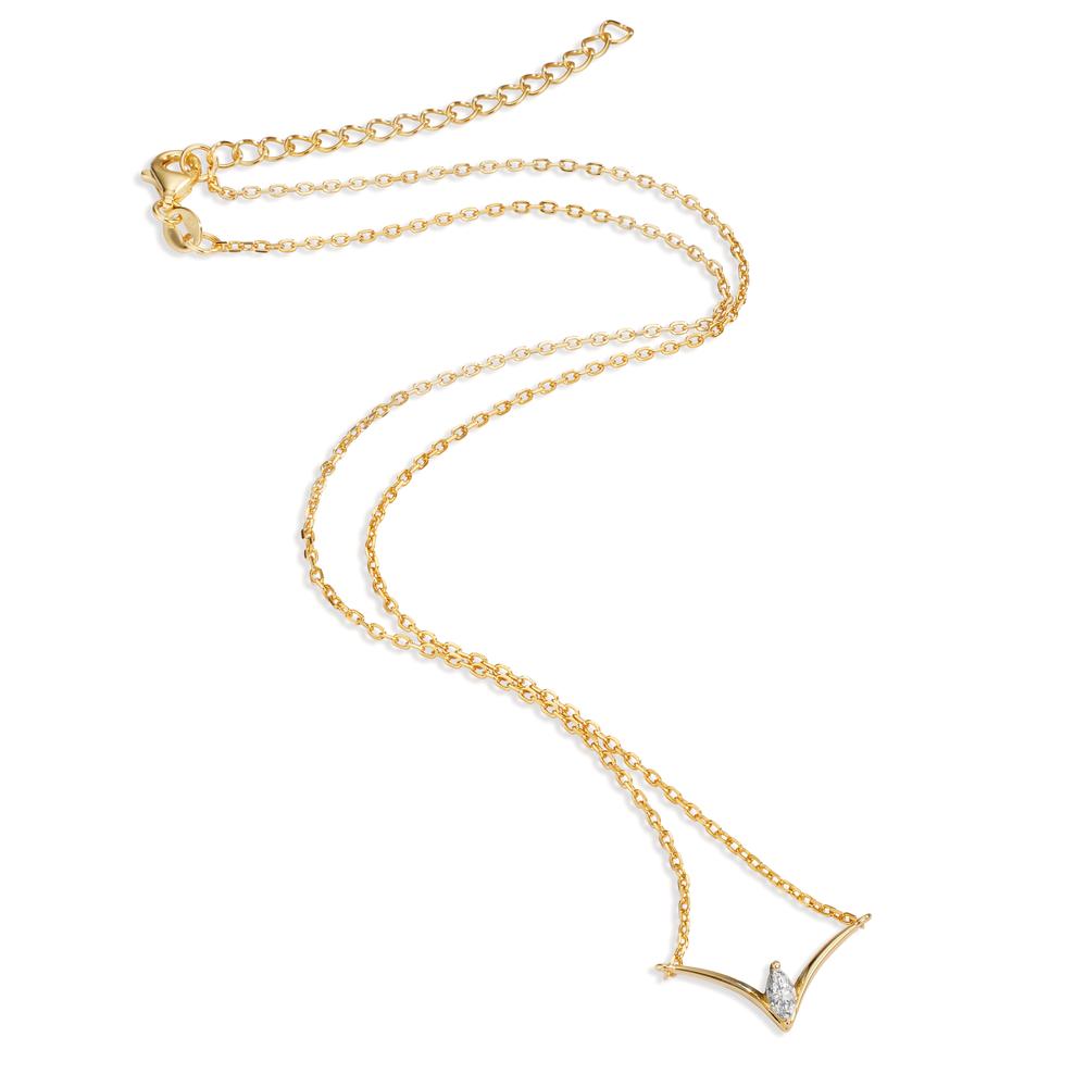 Collier Argent Zircone jaune Plaqué or 40-45 cm