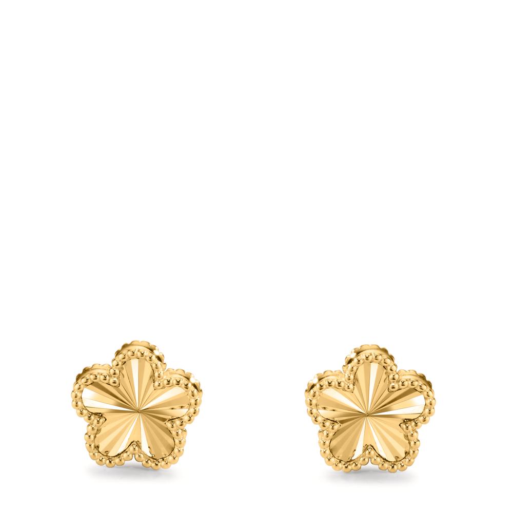 Clous d&#39;oreilles Argent Zircone jaune Plaqué or Fleur Ø10 mm