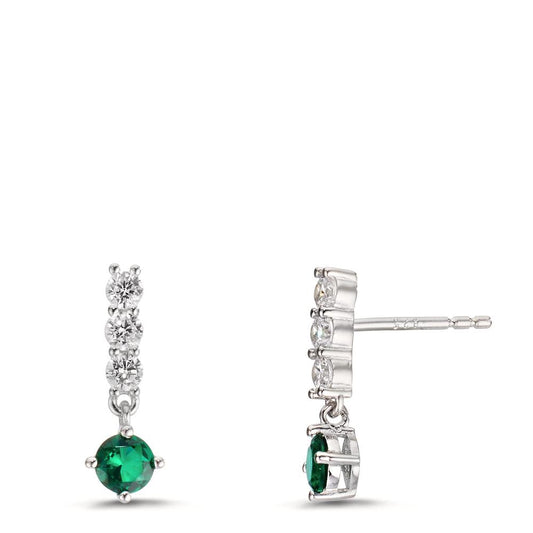 Pendant d'oreilles Argent Zircone 8 Pierres Rhodié