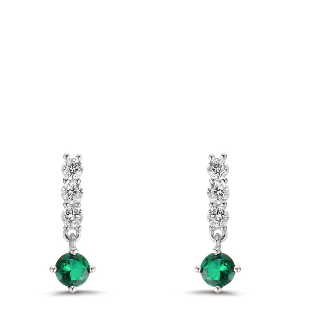 Pendant d'oreilles Argent Zircone 8 Pierres Rhodié