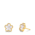 Clous d'oreilles Argent Zircone jaune Plaqué or nacre Fleur Ø10 mm