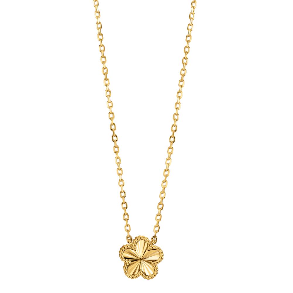 Collier Argent jaune Plaqué or Fleur 40-45 cm
