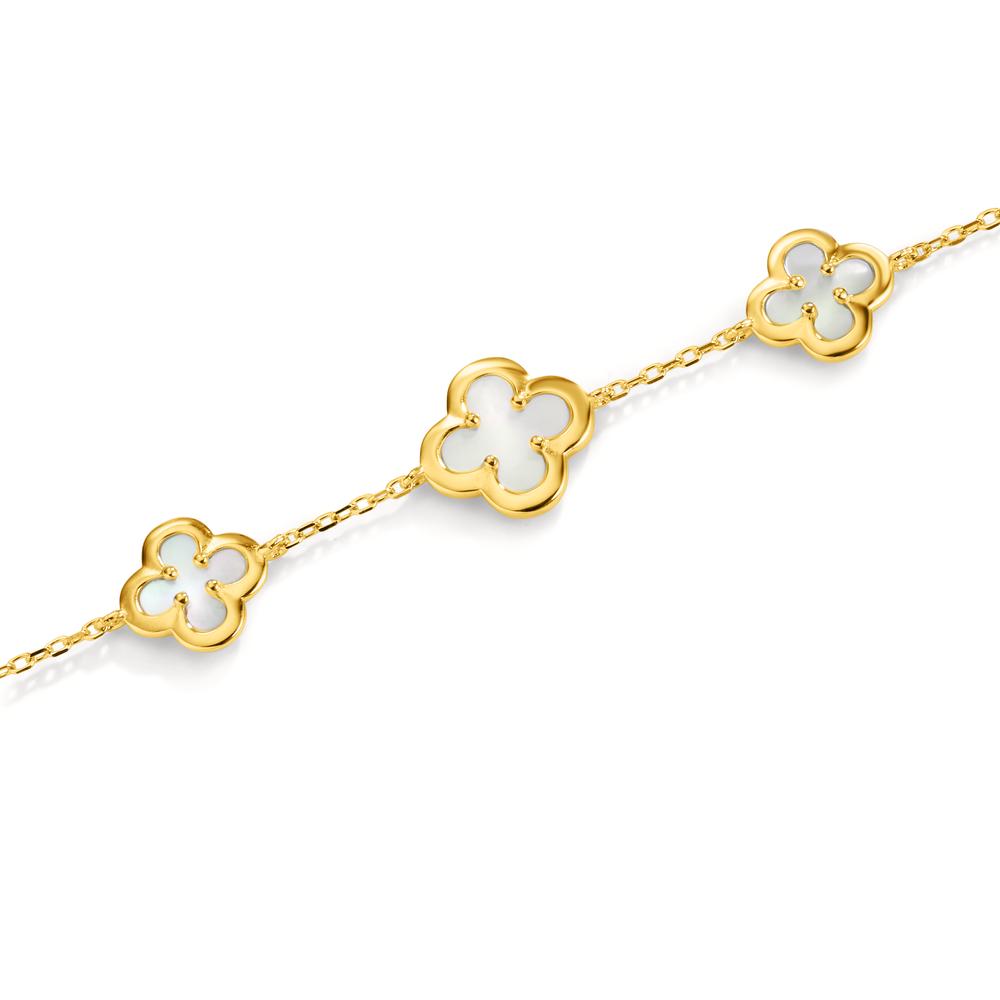 Bracelet Argent jaune Plaqué or nacre Fleur 16-19 cm