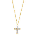 Collier Argent Zircone jaune Plaqué or Croix 40-45 cm