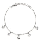 Bracelet Argent Zircone 2 Pierres Rhodié Étoile