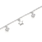 Bracelet Argent Zircone 2 Pierres Rhodié Étoile
