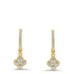 Pendant d'oreilles Argent Zircone jaune Plaqué or Fleur
