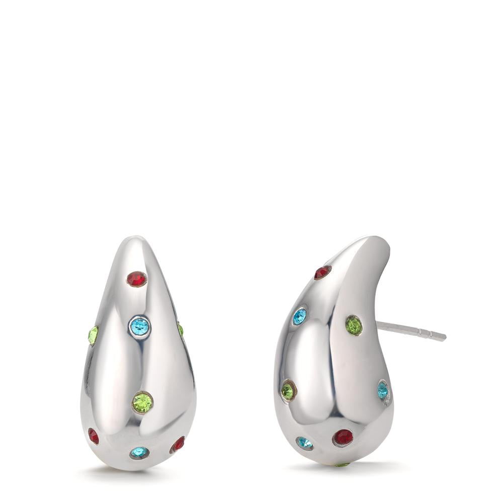 Ohrhänger Silber Zirkonia bunt, 24 Steine Tropfen