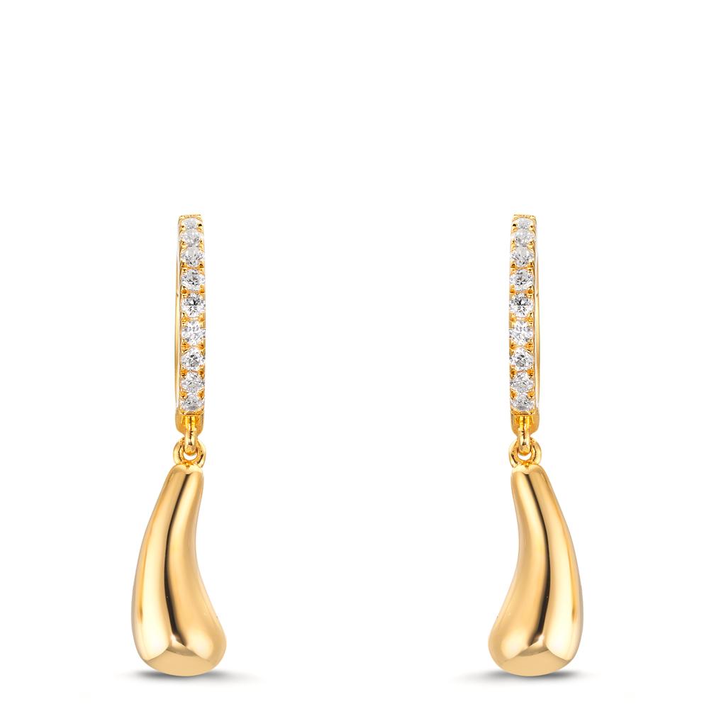 Créoles à charnières Argent Zircone 18 Pierres jaune Plaqué or