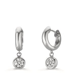 Créoles à charnières Argent Zircone 2 Pierres Rhodié