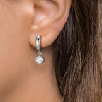 Créoles à charnières Argent Zircone 2 Pierres Rhodié