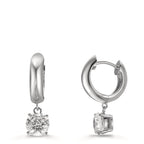 Créoles à charnières Argent Zircone 2 Pierres, 6 mm Rhodié