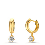 Créoles à charnières Argent Zircone 2 Pierres, 5 mm jaune Plaqué or