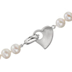 Collier Argent Rhodié perle d'eau douce 6-7 mm Coeur 42 cm