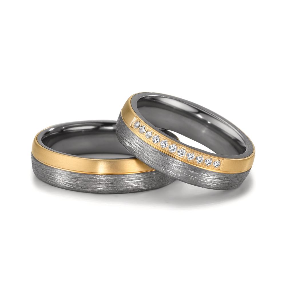 Alliance Tantale 999, Or jaune 14K Diamant 0.11 ct, 11 Pierres, w-si