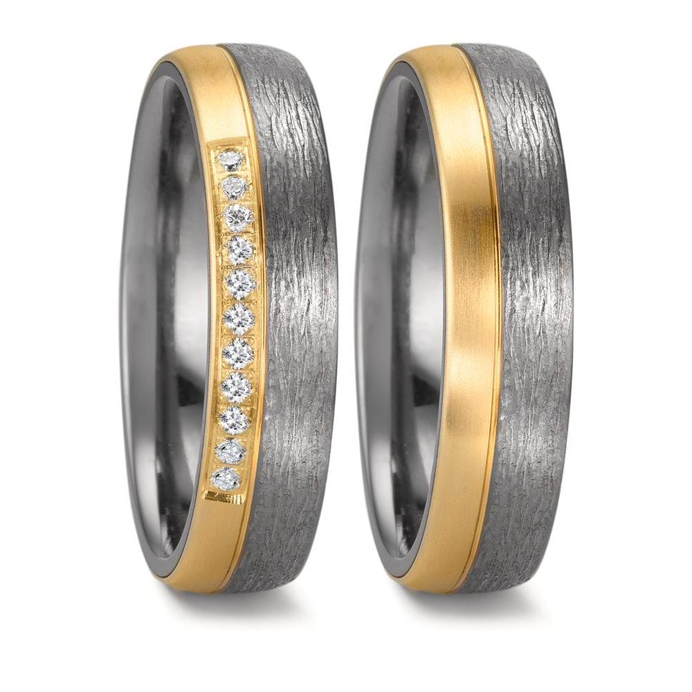 Alliance Tantale 999, Or jaune 14K Diamant 0.11 ct, 11 Pierres, w-si