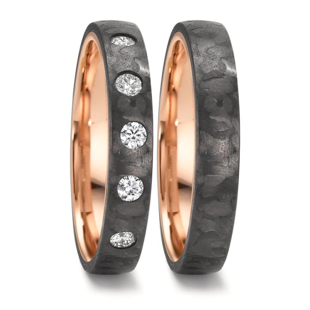 Partnerring Carbon, 585/14 K Rotgold