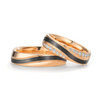 Alliance Or rose 14K, Carbone Diamant 0.468 ct, 36 Pierres, w-vsi