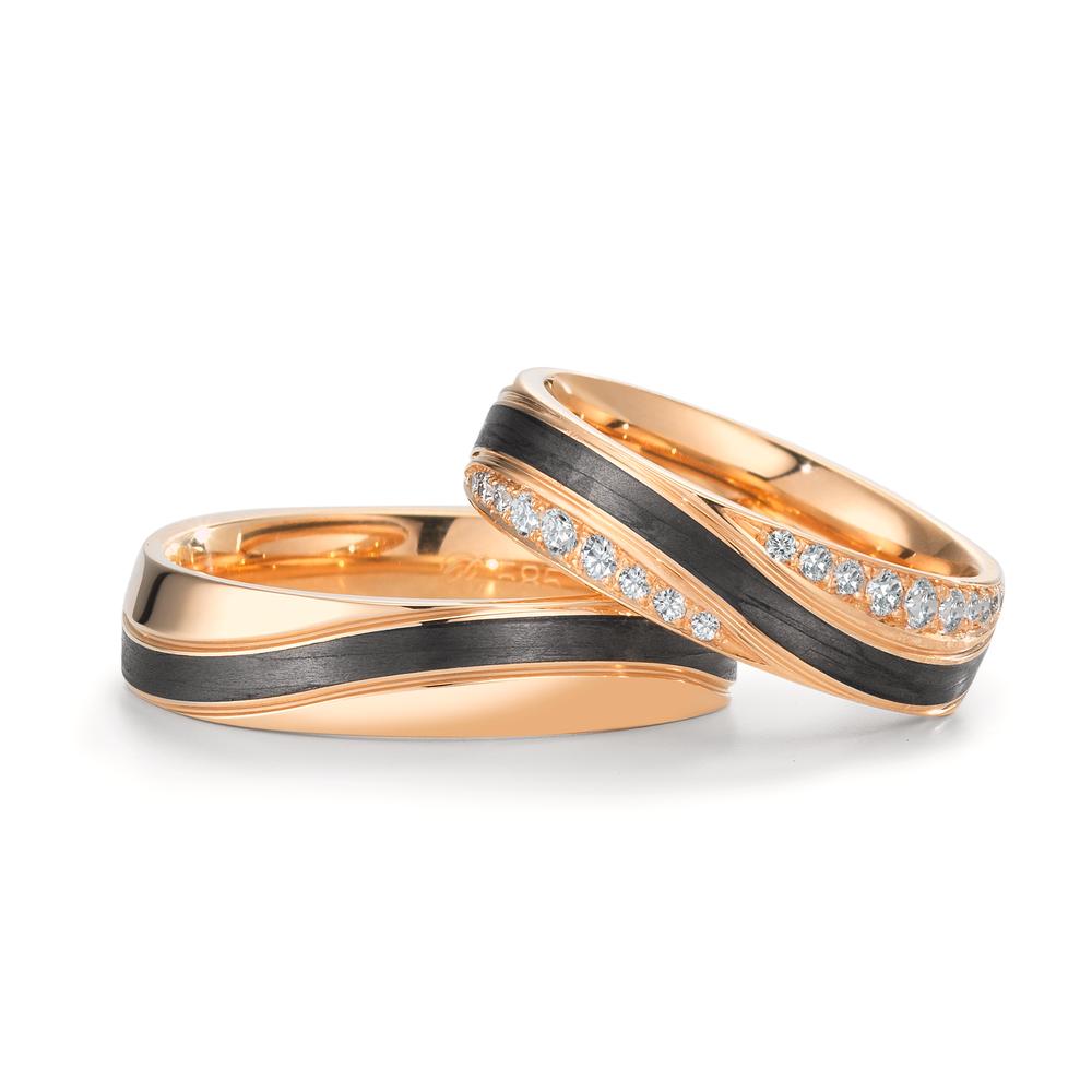 Alliance Or rose 14K, Carbone Diamant 0.468 ct, 36 Pierres, w-vsi