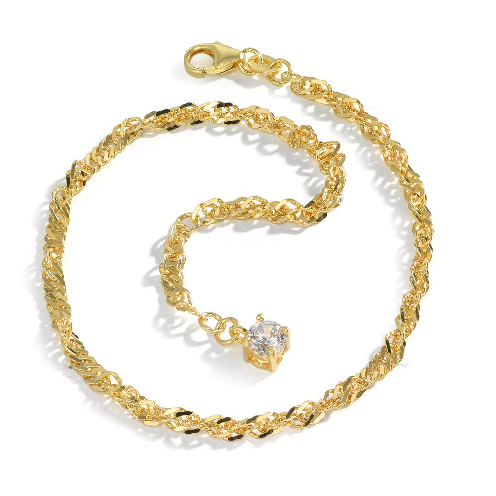 Chaînette de cheville Argent Zircone jaune Plaqué or 23-25 cm