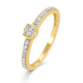 Bague solitaire Or jaune 9K Diamant 0.20 ct, 19 Pierres, w-si