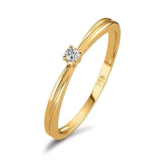 Solitär Ring 750/18 K Gelbgold Diamant 0.03 ct, w-si