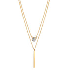 Collier Acier inoxydable Zircone jaune Plaqué or 40-45 cm