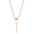 Collier Acier inoxydable Zircone rosé Plaqué or 40-45 cm