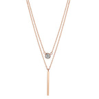 Collier Acier inoxydable Zircone rosé Plaqué or 40-45 cm