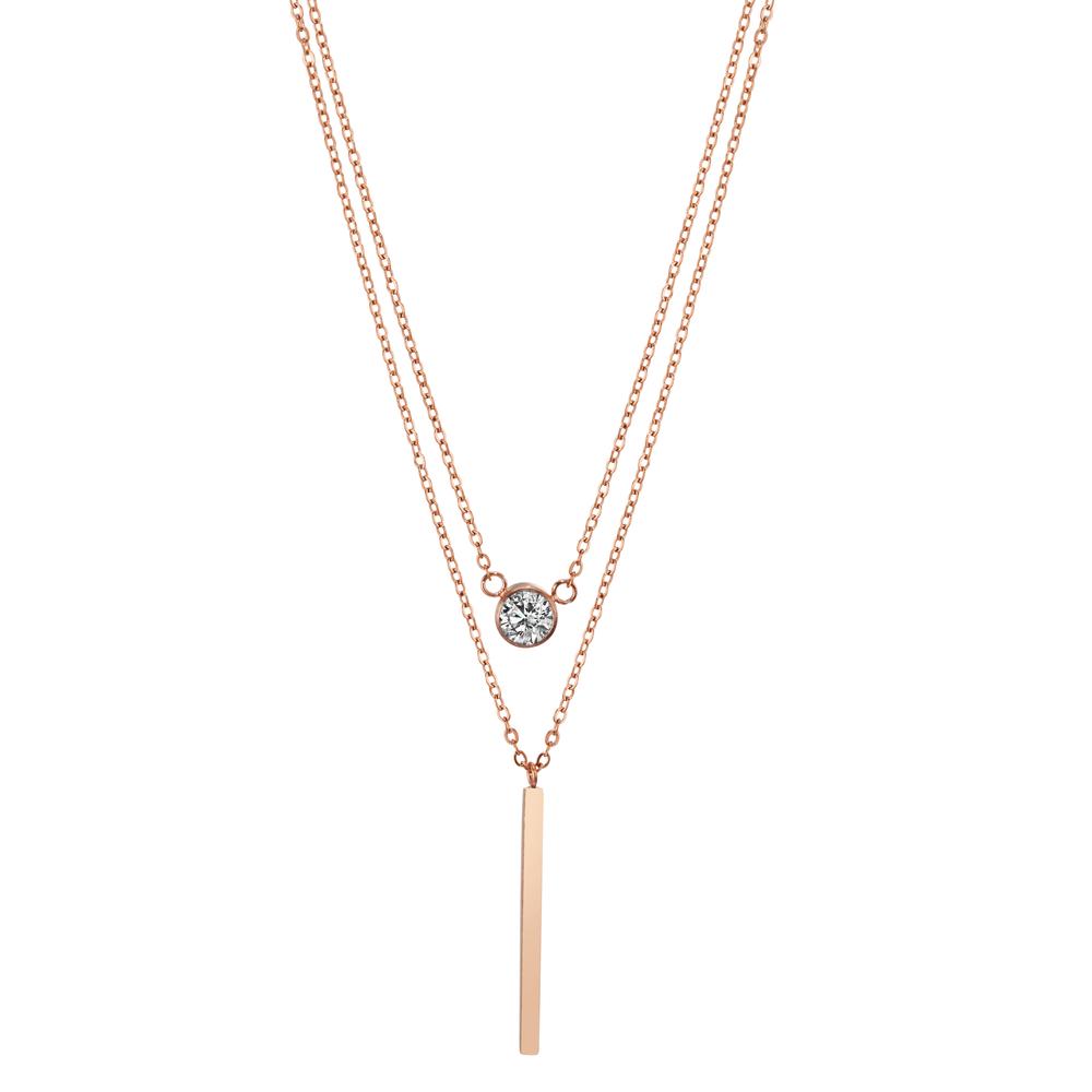 Collier Acier inoxydable Zircone rosé Plaqué or 40-45 cm