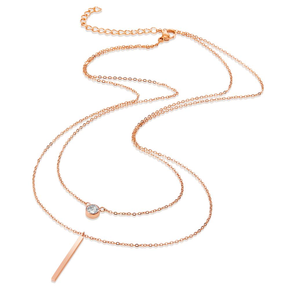 Collier Acier inoxydable Zircone rosé Plaqué or 40-45 cm