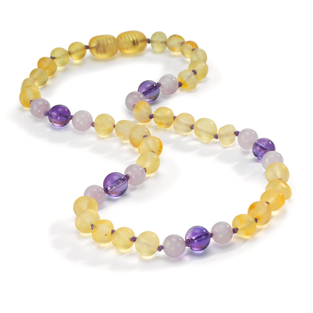 Collier Ambre Améthyste, Quartz 34 cm Ø6.5 mm