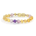 Bracelet Ambre Améthyste, Quartz Ø6.5 mm