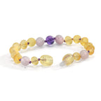 Bracelet Ambre Améthyste, Quartz Ø6.5 mm