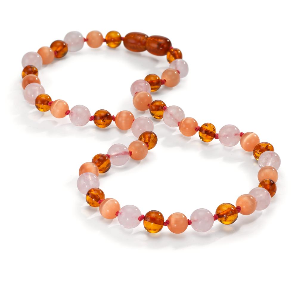 Collier Ambre Quartz rose, Quartz 34 cm Ø6.5 mm