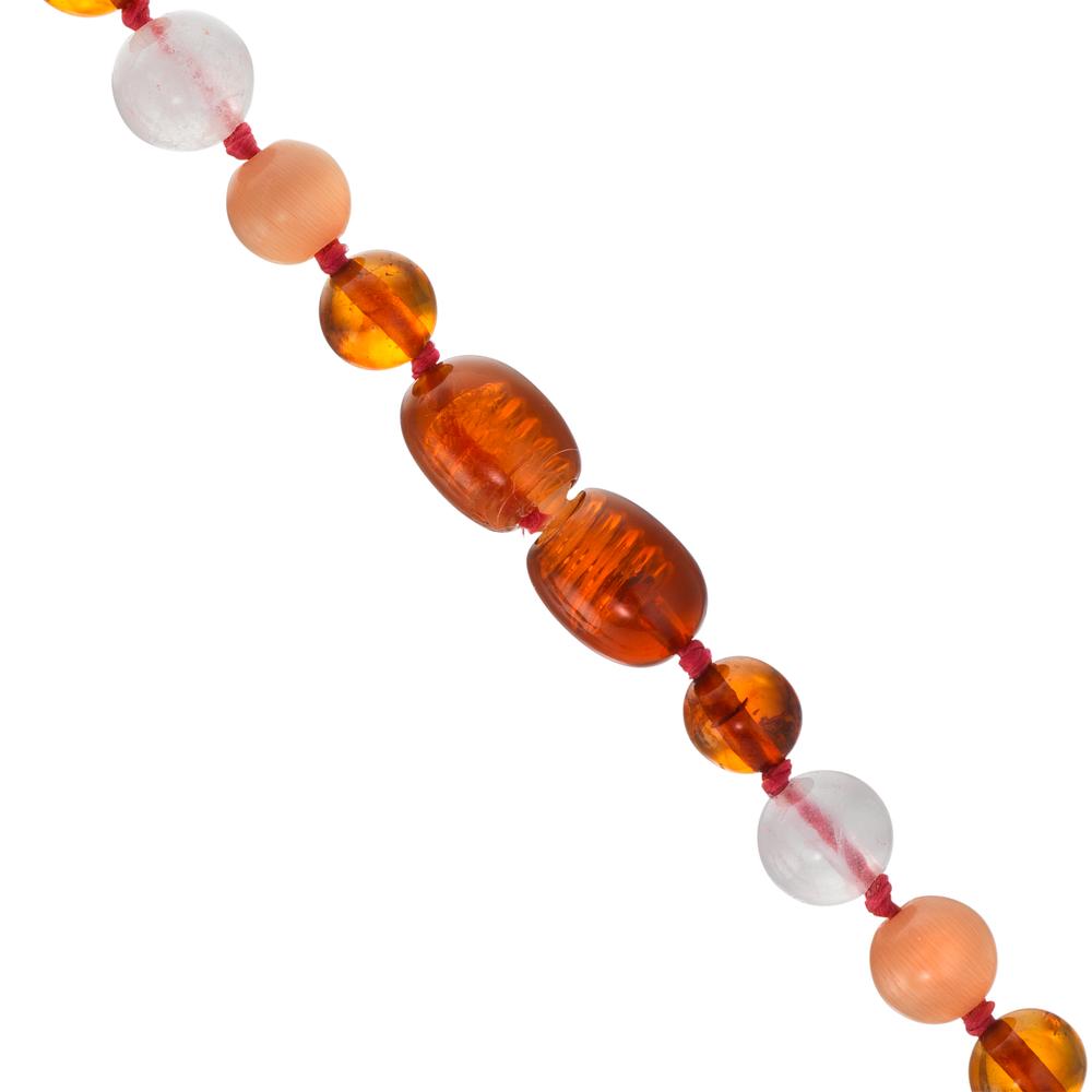 Collier Ambre Quartz rose, Quartz 34 cm Ø6.5 mm