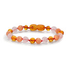 Bracelet Ambre Quartz rose, Quartz Ø6.5 mm