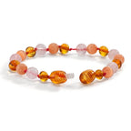 Bracelet Ambre Quartz rose, Quartz Ø6.5 mm