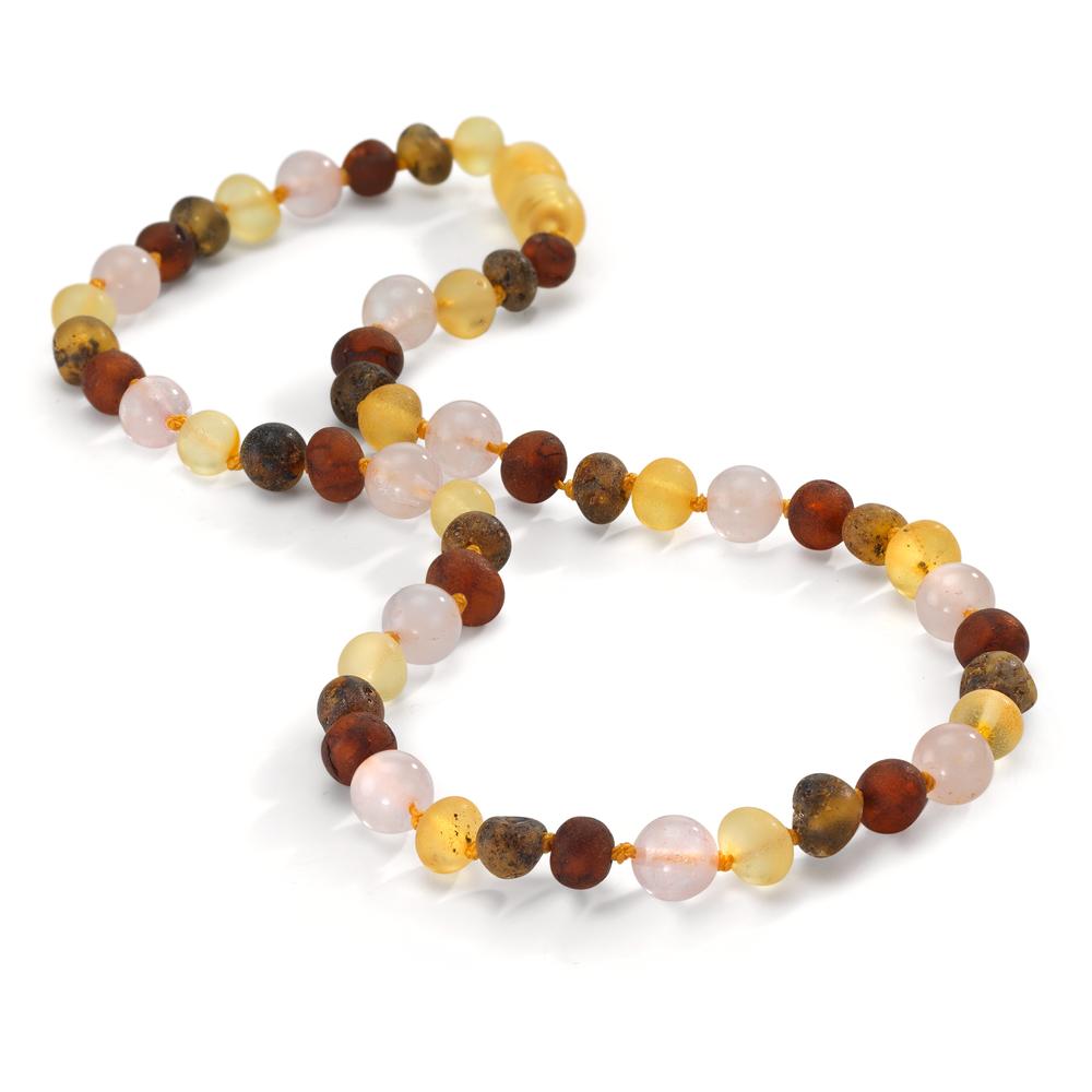 Collier Ambre Quartz rose 34 cm Ø6.5 mm