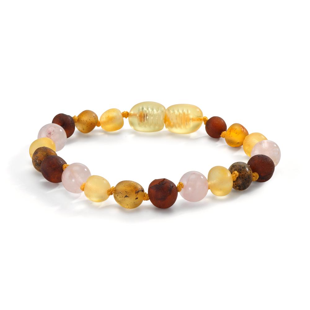 Bracelet Ambre Quartz rose 14 cm Ø6.5 mm