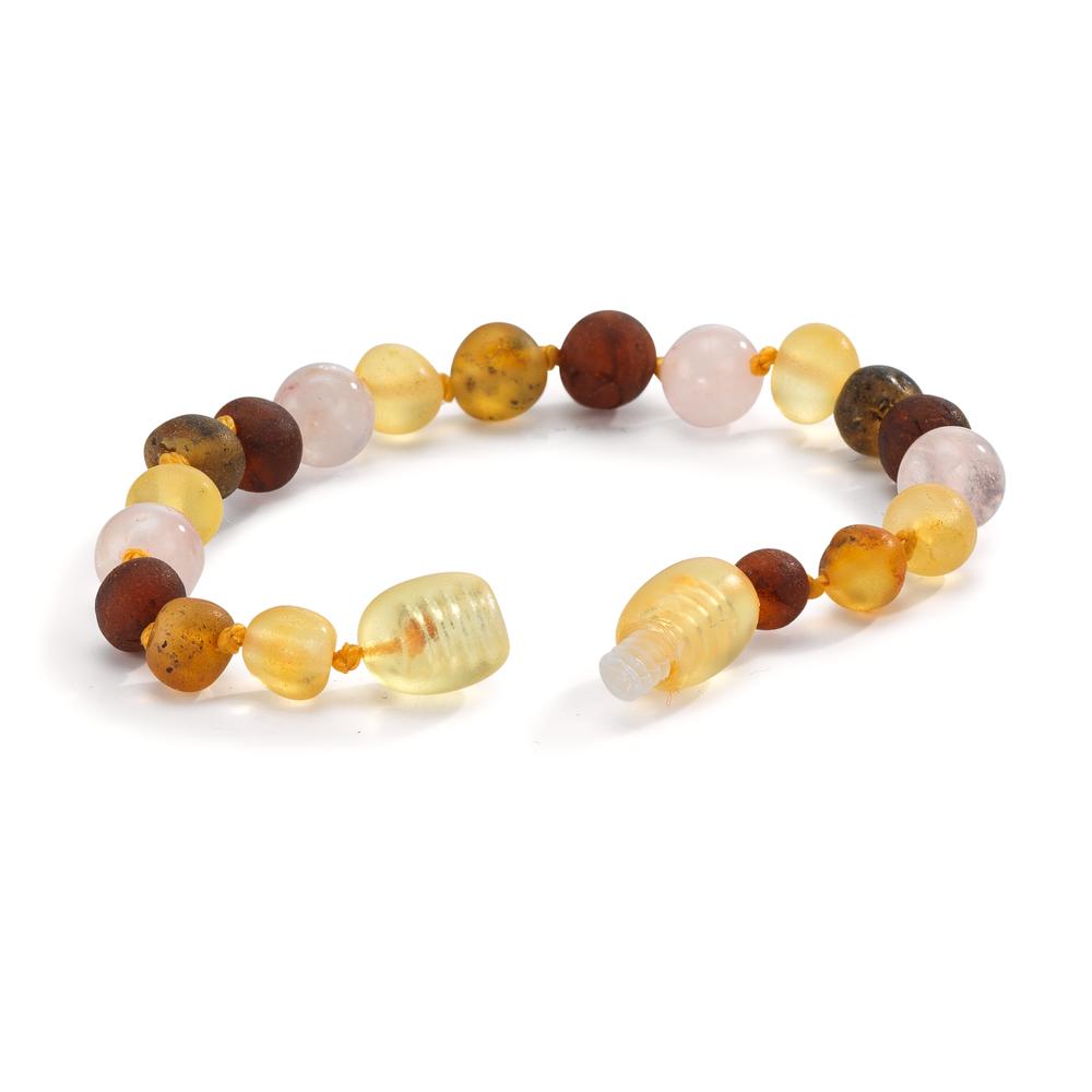 Bracelet Ambre Quartz rose 14 cm Ø6.5 mm